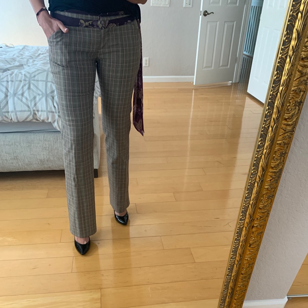 Plaid trouser with satin belt